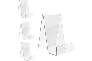 Boloyo Acrylic Book Stand with Ledge,5PC Clear Acrylic Display Easel, Transparent Tablet Holder for Displaying Pictures,Books