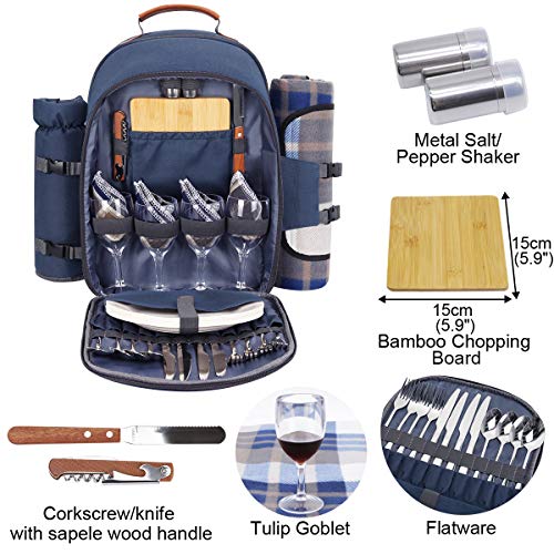 Sunflora Picnic Backpack for 4 Person with Blanket Picnic Basket Set
