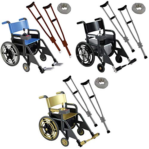 Wrestling Package Deal 3 Wheelchair Playsets (Blue, Black & Gold) - Ringside Collectibles Exclusive WWE Toy Action Figure Accessory Packs