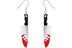 DAYANEY Halloween Earrings, Queen of Hearts Accessories as Gothic Jewelry, Bride of Chucky Halloween Costume for Knife Earrings Bat Rhinestone Halloween Gifts Jewelry for Women