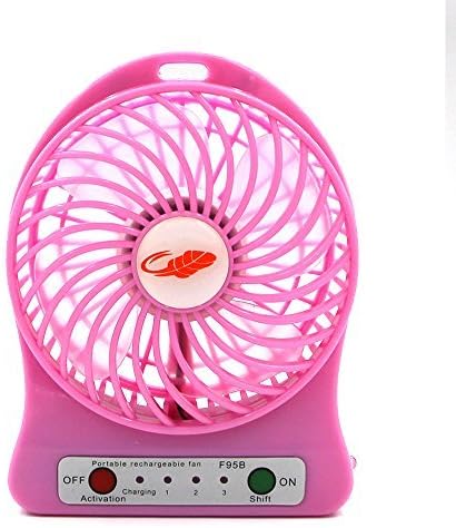 ReFeng USB Mini Fan, Triple Speed, USB Rechargeable Li Battery 2400mAh, up to 8 Hours Continuous Cooling, High Air Flow, Four Great Colors, Lightweight and Portable (Pink)