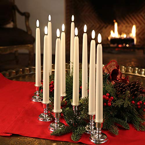Enchanted Spaces Set of 10 Flameless LED Ivory 10" Taper Candles