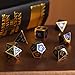 TecUnite 7 Metal Polyhedral Dice Set Role Playing Game Dice Set with Storage Bag