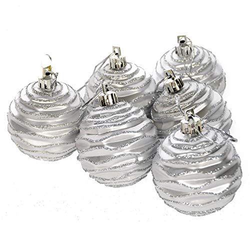 Maonet Christmas Balls Ornaments Xmas Tree-Shatterproof Christmas Tree Decorations Large Hanging Ball (Silver)