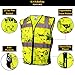 KwikSafety (Charlotte, NC) UNCLE WILLY’S WALL (10 Pockets) Class 2 ANSI High Visibility Reflective Safety Vest Heavy Duty Mesh with Zipper and HiVis for Construction Work HiViz Men Yellow Black L/XL