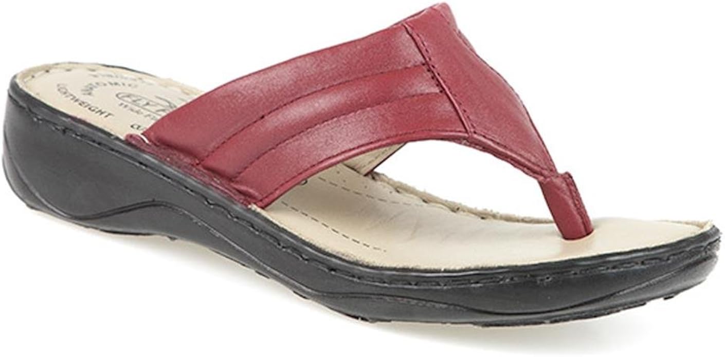 Fly Flot Anatomic Leather Toe Post 303 482 Maroon Size 9