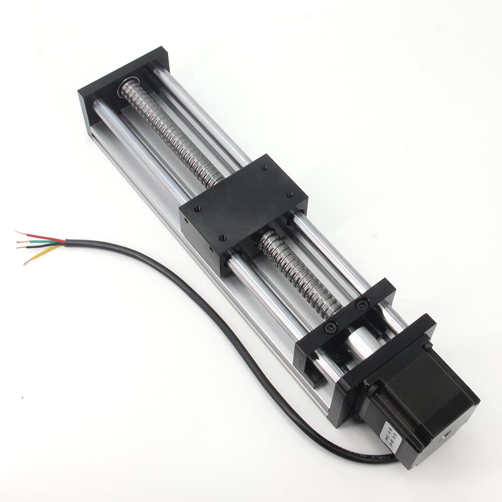 Zeberoxyz 1PCS 200mm Length Effective Travel Dual Optical Axis Guide Ballscrew SFU1605 with NEMA23 Stepper Motor for DIY CNC Router Parts X Y Z Linear Stage Actuators and 3D Printer (Size:200mm)
