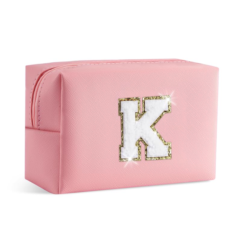 SEFORICO Small Makeup Bags for Women - Waterproof Leather Cosmetic Bag A-Z Personalized Bag Portable Travel Women's Purse Girls Gifts