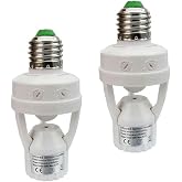 Taigeguang Motion Activated Light Socket,E26 Motion Security Light Bulb Socket Indoor for Front Door Porch Garage Basement Hallway Closet (2 Pack)