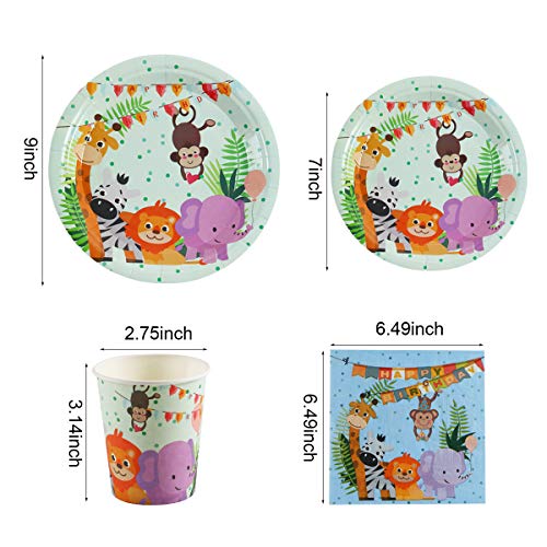 Safari Animal Birthday Party Supplies - Serves 16 - Plates, Napkins, Cups Tableware Kit, One Animal Print Tablecloth, Birthday Banner for Birthday Parties, Jungle Theme Party Supplies by QIFU - Thumbnail 4