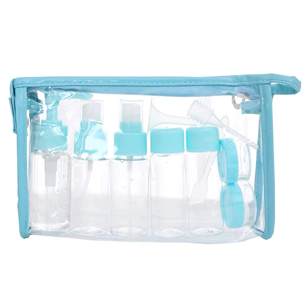 Travel Bottles Containers Set,Cosmetic Makeup Liquid Containers Toiletry Bottles Set for Business Personal Travel Fun Outdoors with Zipper Bag (blue)