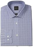 Oxford NY Men's Glen Plaid-Spread Collar, Blue, 17" Neck 32"-33" Sleeve