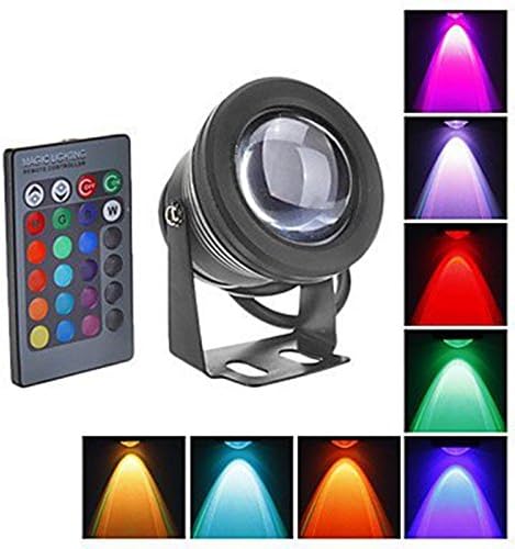YRLED High Light Efficiency 10W Waterproof Outdoor RGB Light LED Flood Light with Remote Control ( DC/AC 12V ) Black