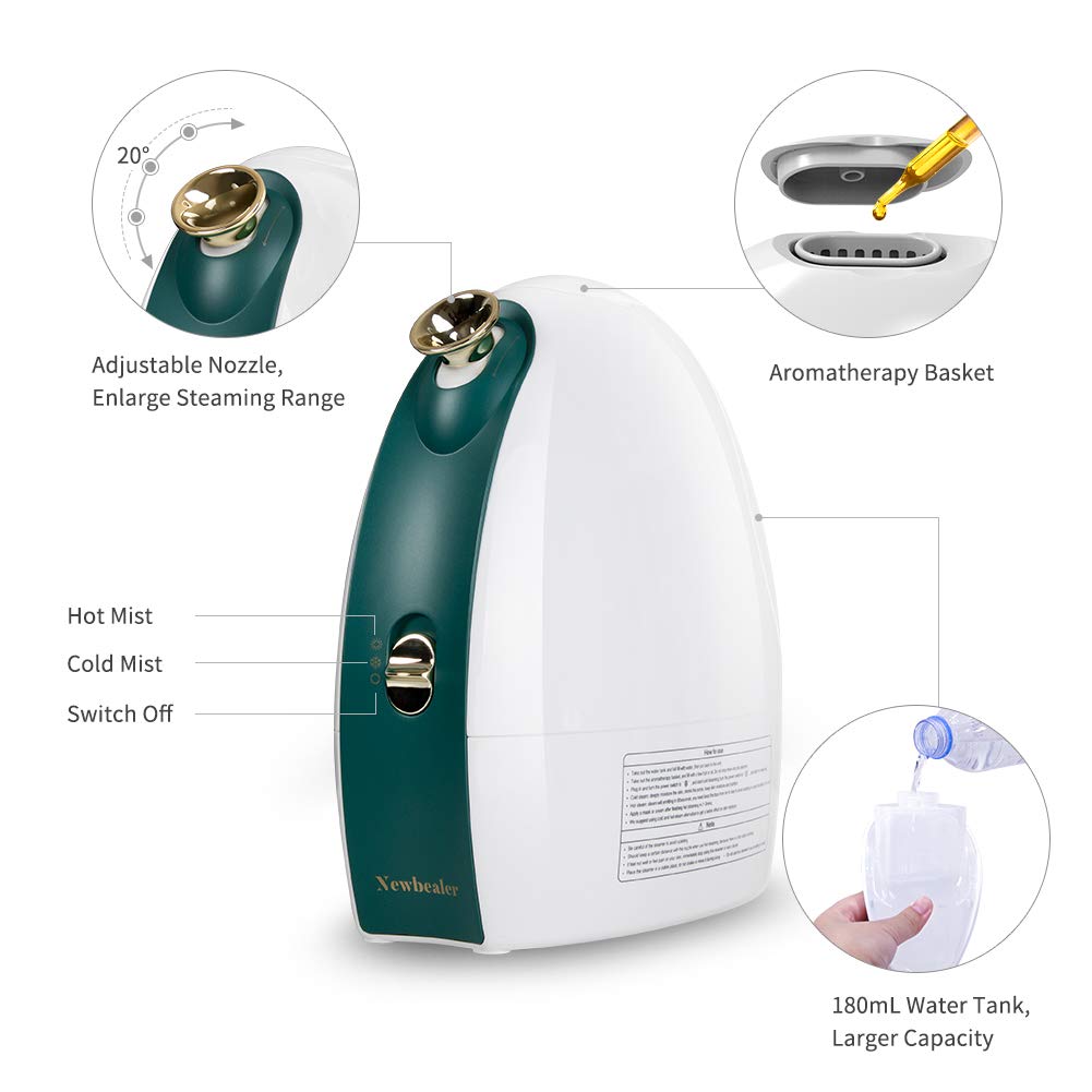 Facial Steamer 3-in-1 Nano Ionic Face Humidifier with Hot and Cold Mist Moisturizing Cleansing Pores for Home Face Spa: Beauty