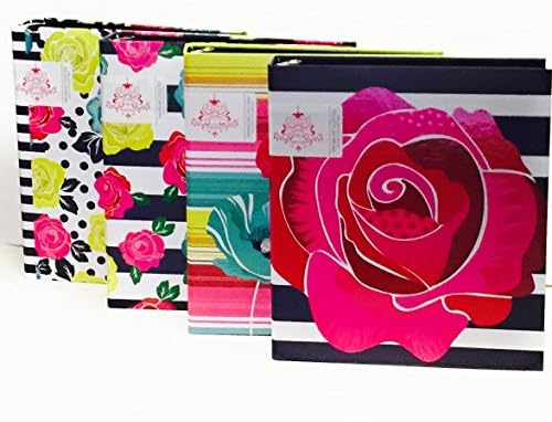 PINK STUDIO BINDERS 1.5 INCH 3 RING, SET of 4 UNIQUE Pink Light Design Classic Paper Garden Flowers Collection Binders