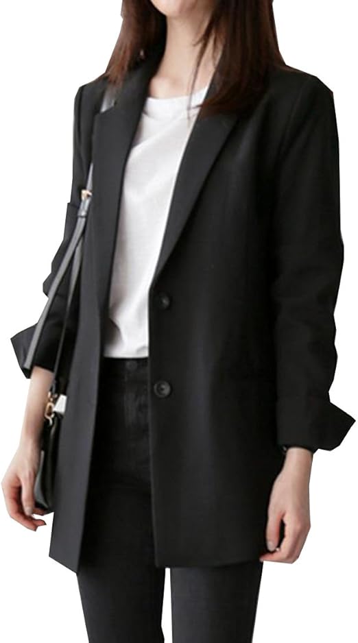 Amazon Puhao プハオ レディース テーラード ジャケット ロング 丈 秋冬 ブレザー １つボタン オフィス 通勤 スーツ フォーマル 入学式 入園式 卒業式 エレガント コート ジャケット 通販