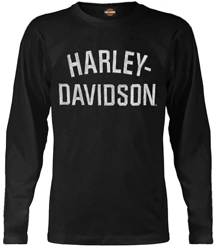 Harley-Davidson Men's Long Sleeve Orange Bar & Shield Black Shirt