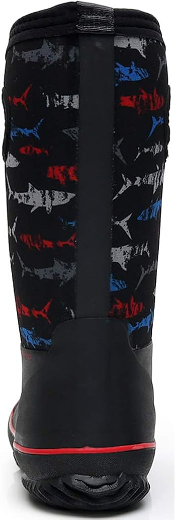  | SOLARRAIN Boys' Neoprene Rubber Waterproof Sharks Snow Boots for Kids Winter Warm Lightweight Outdoor Durable Rain Boots | Rain Boots