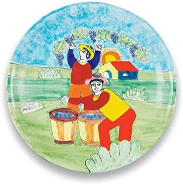 Parrucca Hand Painted Boy with Grapes Dinner Plate From Italy