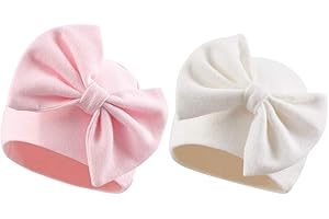 Bamery Newborn Baby Girl Hat Cotton Baby Bow Beanie Preemie Hats Spring Infant Hats for Girls 0-12 Months