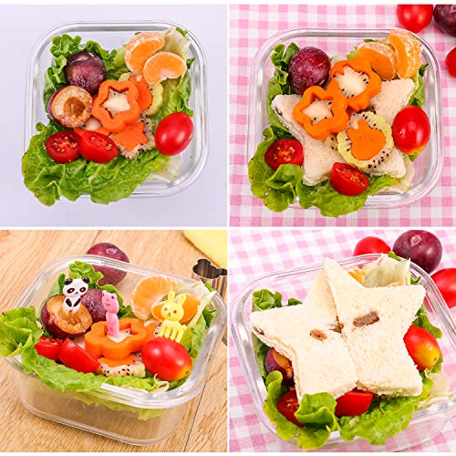 Sandwich Cutters Set for Kids Bento Lunch Box accessories - 8 Bread Crust Cutters + FREE 8 Stainless Steel Mini Vegetables Fruit Shapes Cookie Cutters + 5 FREE ANIMAL FOOD PICKS - Thumbnail 4