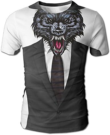 A Wolf In A Suit Men's Realistic 3D Printed T-Shirt O Neck Short Sleeve Tee