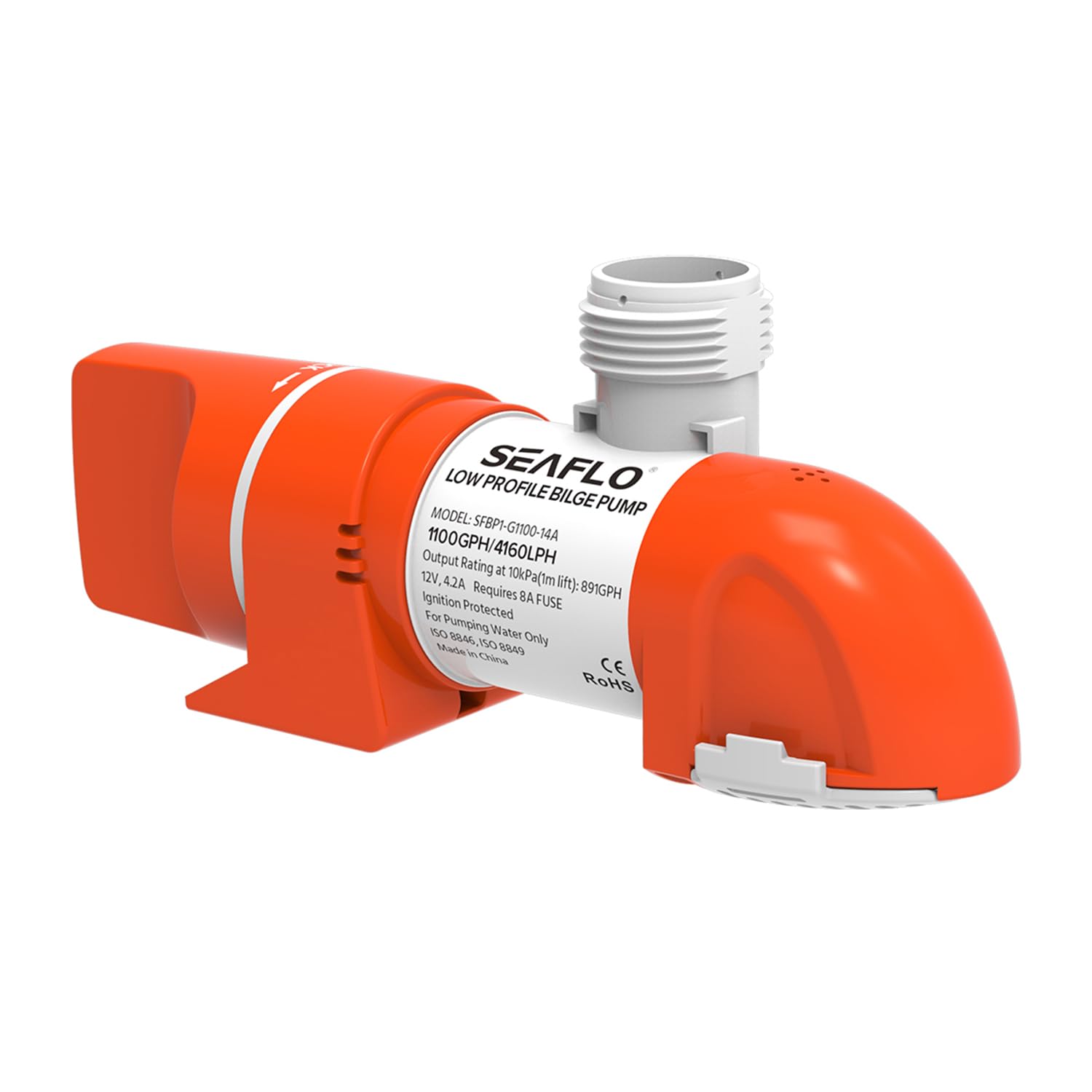 LIGHTEU®, 12V 1100GPH Narrow Low Profile Water Level Sensing Automatic Bilge Pump SFBP1-G1100-14A