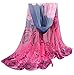 Women Rose Pattern Chiffon Elegant Scarves Vovotrade (Hot Pink)