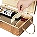 MyGift 2-Bottle Rustic Wood Wine Display Carrier, Storage Box with Rope Handle