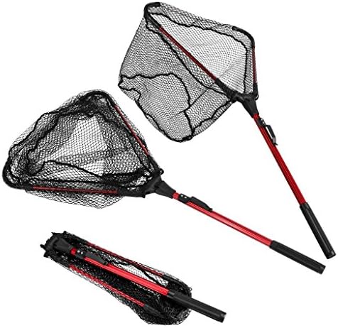 GTG Fishing Net Fish Landing Net , Foldable Collapsible Telescopic Pole Handle, Durable Nylon Material Mesh, Safe Fish Catching or Releasing
