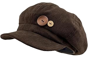DONLOISE Corduroy Newsboy Hats for Women Vintage Button Decor Paperboy Painter Beret Cap Japanese Y2K Acubi Emo Headwear