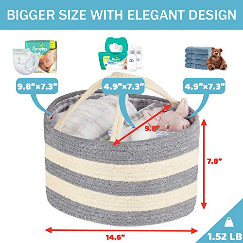 Diaper Caddy Organizer, AOEK Nursery Storage Bin and Car Organizer for Diapers and Baby Wipes with Removable Inserts, Baby Shower Gift