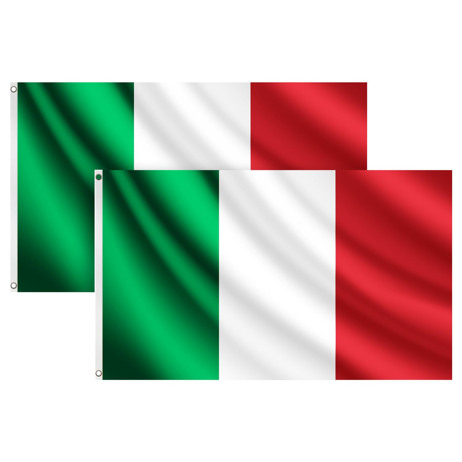 COCOSY 2 Pack Flags -3 x 5 Ft / 90 x 150 cm 100% Polyester Flag with Brass Eyelets - Weatherproof & Durable Flag for Sports & Celebrations (2 Pcs Italy)