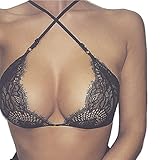 DATEWORK Women Hollow Translucent Wrapped Chest Sheer Lace Lingerie (S)
