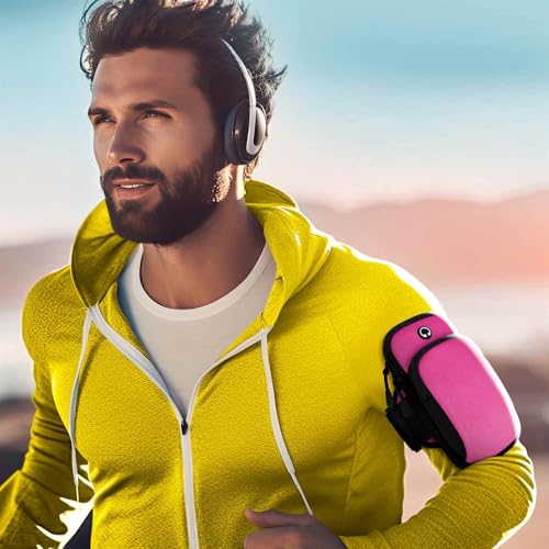 ONEFLOW Premium Sports Armband for Running Mobile Phone Compatible with Samsung Galaxy Xcover 4S, Soft Case, 2 Compartments, Sports Arm, Pink