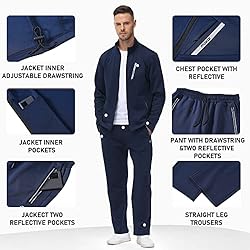 MoFiz Men's Tracksuits Full Zip Long Sleeve Solid