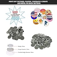 Metal PIN Back Button Parts {500pcs} - Additional Extra Button Maker Badge Making Machine Pieces - 58MM 2 ¼ INCH 2.28 INCH | 500 Metal Badge Button Shell & pin Back