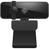 Lenovo Essential Full HD 1080P Webcam, Dual Microphone, No Driver 1.8m USB 2.0, Wide-Angle, Tilt-Control, 360-Degree Rotation