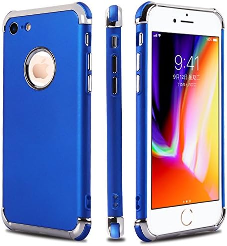 iPhone 7 Case,iPhone 8 Case,Casegory 3 in 1 Ultra Thin Slim Fit Reinforced Corner Soft Silicone TPU Shockproof Protective Air Cushion Bumper iPhone 7 8 Phone Case- Royal Blue