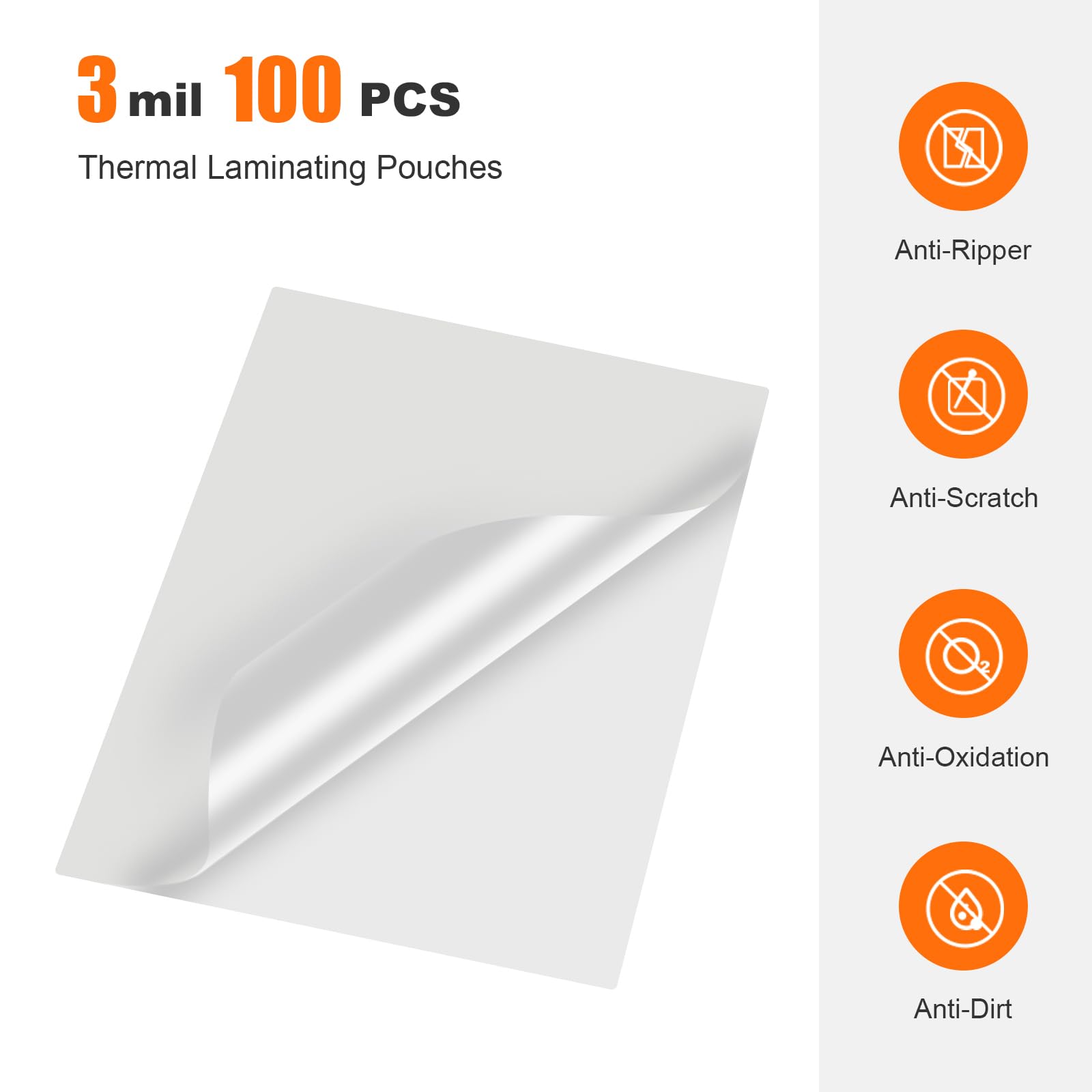 Bonsaii Laminating Sheets, 100 PCS 3mil Thermal Laminating Pouches, 9 x 11.5 inches, Letter Size, Clear and Durable, Suitable for Multiple Fields of Use-LP100