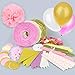 76 Pcs Gold Pink Party Decorations Kit SIMPZIA Party Supplies Including Paper Pom Poms,Tissue Lanterns,Garland,Party Balloons, Straws, Party Flakes for Birthday Party, Baby Shower,Engagement,Wedding