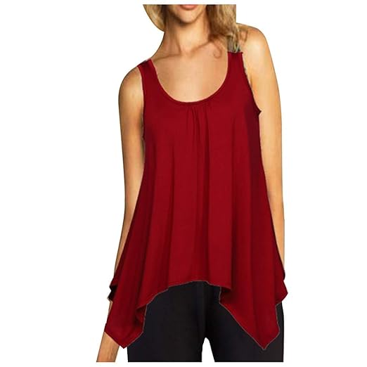 Berryhot - Blusa sin Mangas de Verano para Mujer, Cuello Redondo ...