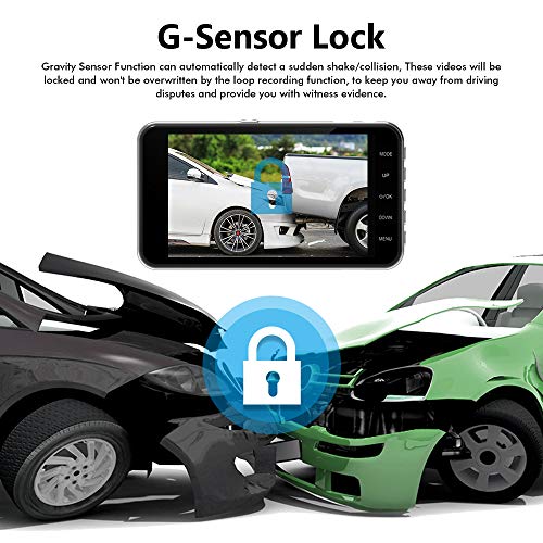 RTMOK 1080P Dash Camera Front and Rear 4'' IPS Screen Dual Dashboard Camera Recorder for Cars with Loop Recording G-Sensor 170° Wide Angle Night Vision and Parking Mode