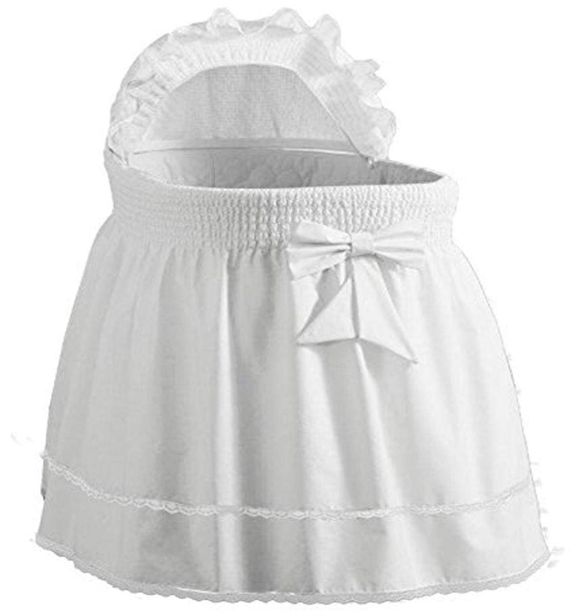 Photo 1 of BabyDoll Bedding Precious Bassinet Liner/Skirt & Hood, White, 17" L x 31" W
