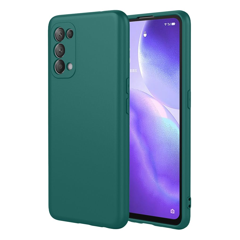 SEAHAI Case for OPPO Find X3 Lite, Ultra Thin Silky-Soft Touch Liquid Silicone Phone Cover with Shockproof Airbag Design, Premium TPU Bumper Fashion Case - Dark Green