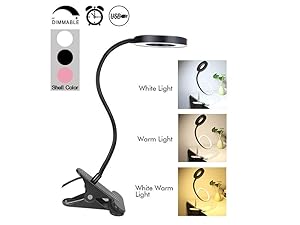 TIMMRAIN Black Led Reading Light Fill in Light USB Desk Lamp Under Cabinet Lighting for Work Table/Bedroom/Piano/Laptop/Keyboard Dimmable Warm/Cool White Natural Light in One Lamp