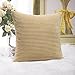 Home Brilliant Decorative Pillow Cover 26 x 26 Plush Velvet Corduroy Striped Throw Euro Pillow Sham Cushion Cover for Sofa, 26x26 inches (66cm), Taupe