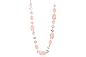 FULU AUTUMN Long Beaded Necklaces for Women Silver Link Chain Necklace with Shell Crystal Beads, Party Gifts for Her