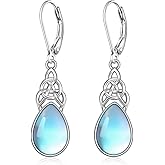 Moonstone Earrings Celtic Earrings for Women Sterling Silver Trinity Celtic Knot Moonstone Jewelry Valentine Christmas Gifts