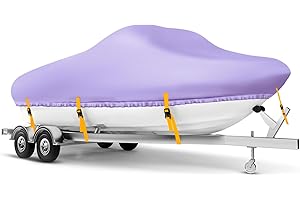 RZKHDZHM Boat Cover 24-26 ft, Waterproof 1200D Heavy Duty Boat Cover, PU Marine Grade Polyester Boat Covers 24-26 ft, Fits Bass, V-Hull, Tri-Hull, Runabout, Jon, Fishing, Trailerable, Beam Width 135 inch